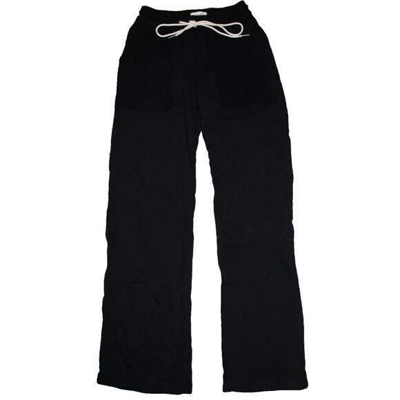 MATE THE LABEL ORGANIC COTTON FLEECE POCKET WIDE LEG SWEATPANTS BLACK SZ XS NWOT - Picture 2 of 4